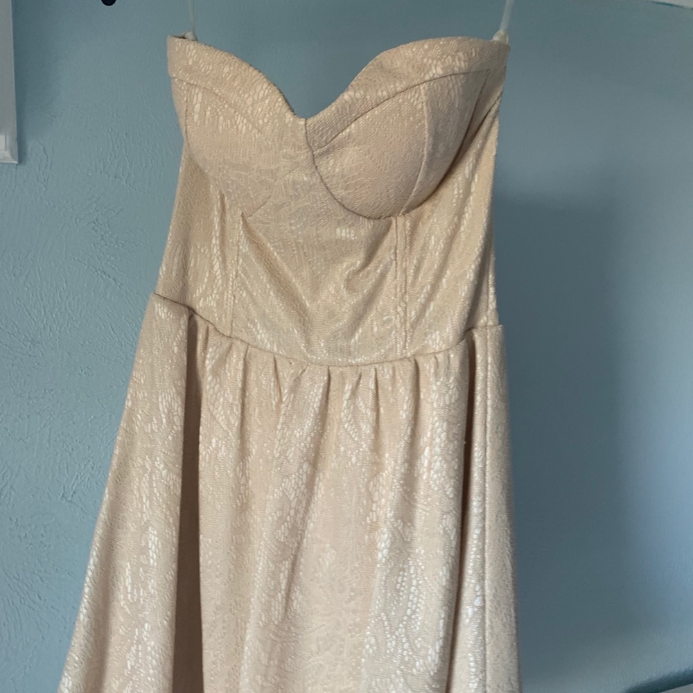 Iridescent Nude Strapless dress